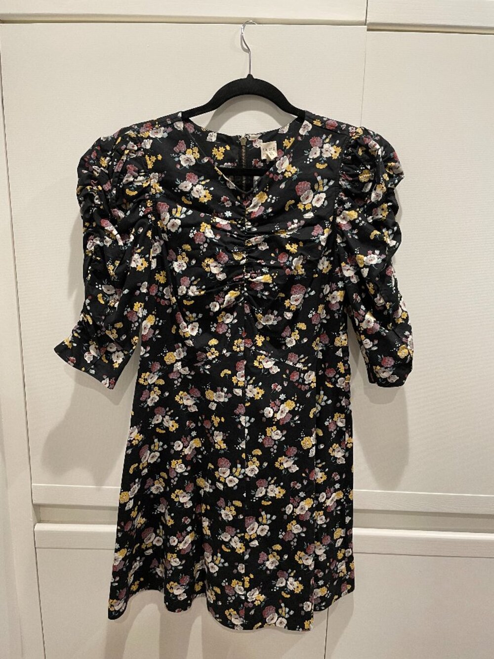 La Vie Rebecca Taylor Floral Ruched Mini Dress Women's Medium